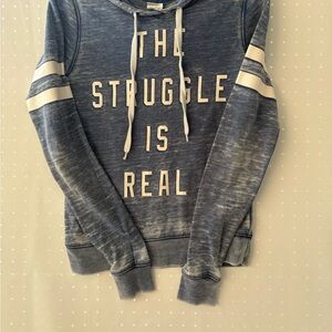 FREEZE Denim-Style Distressed Graphic Hoodie. Size XS Cotton/Polyester INV25/144